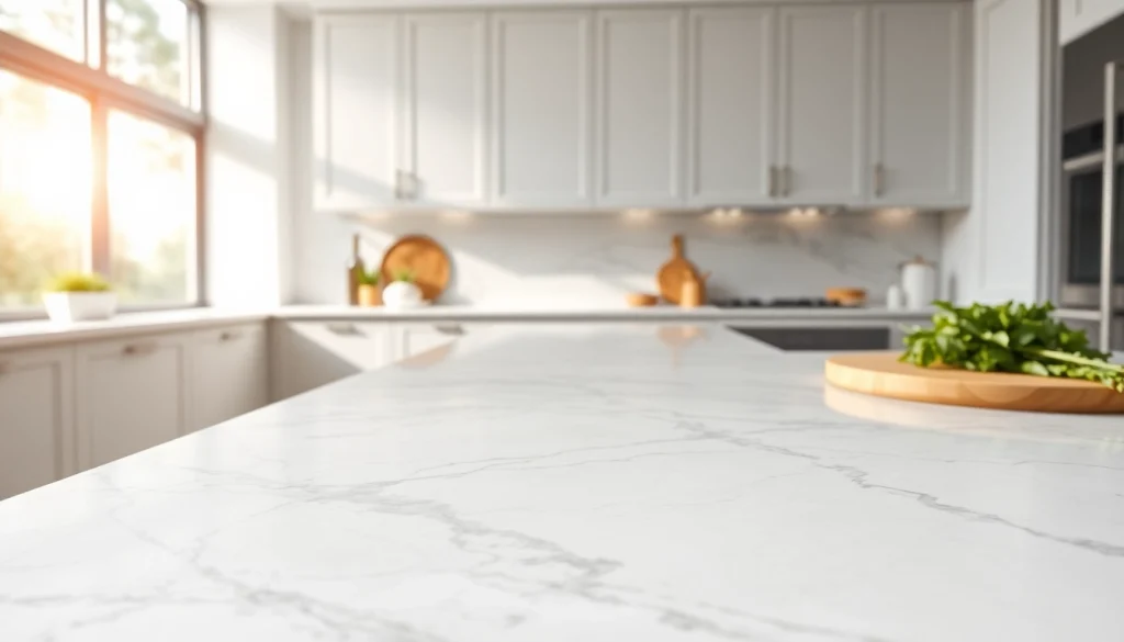 Discover beautiful Marble Worktops Near Me in an elegant kitchen with a polished, modern countertop.