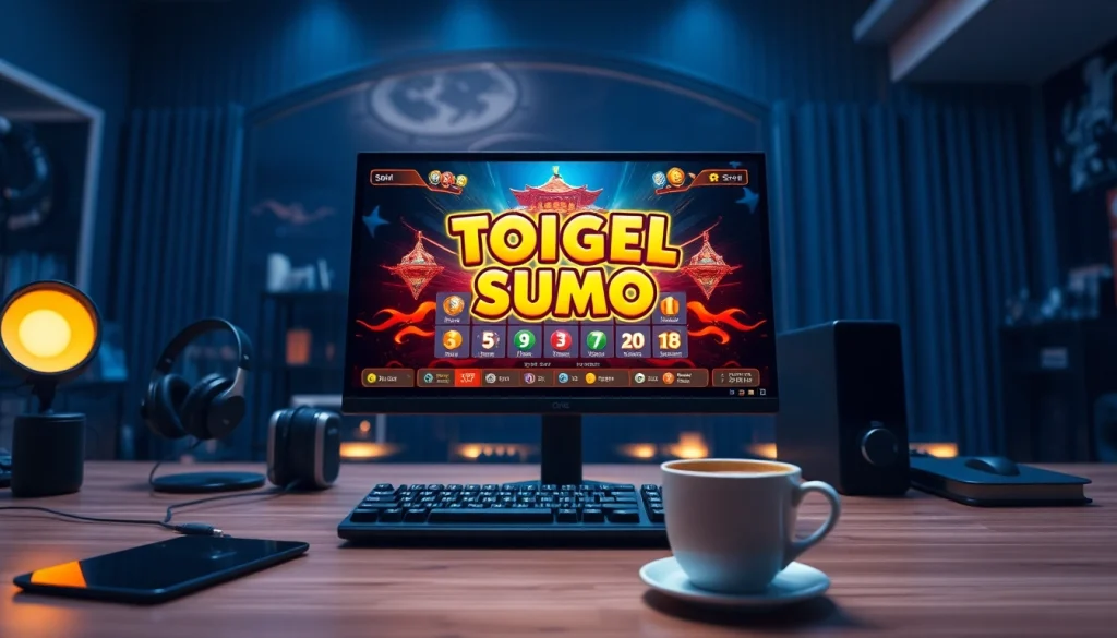 Pengaturan permainan Togel Sumo online yang menampilkan kegembiraan dan keterlibatan.
