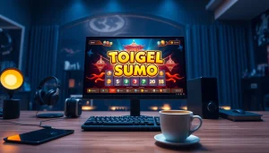 Pengaturan permainan Togel Sumo online yang menampilkan kegembiraan dan keterlibatan.