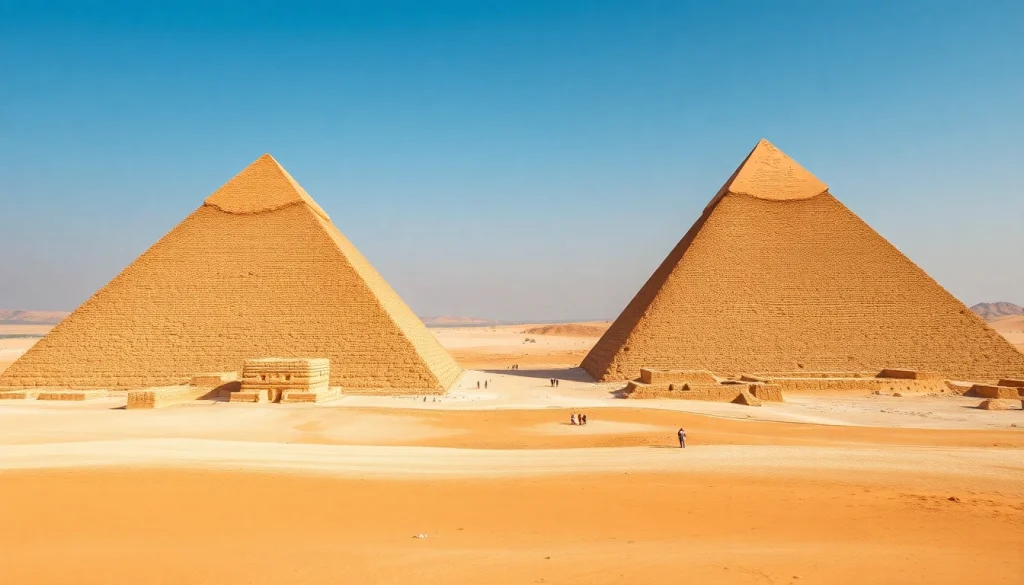 Discover the stunning Pyramids of Giza featured on https://piraminds.com/ in beautiful aerial view.