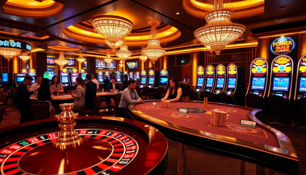 Experience the excitement of online gambling with https://urr88.com/ showcasing a vibrant casino scene.