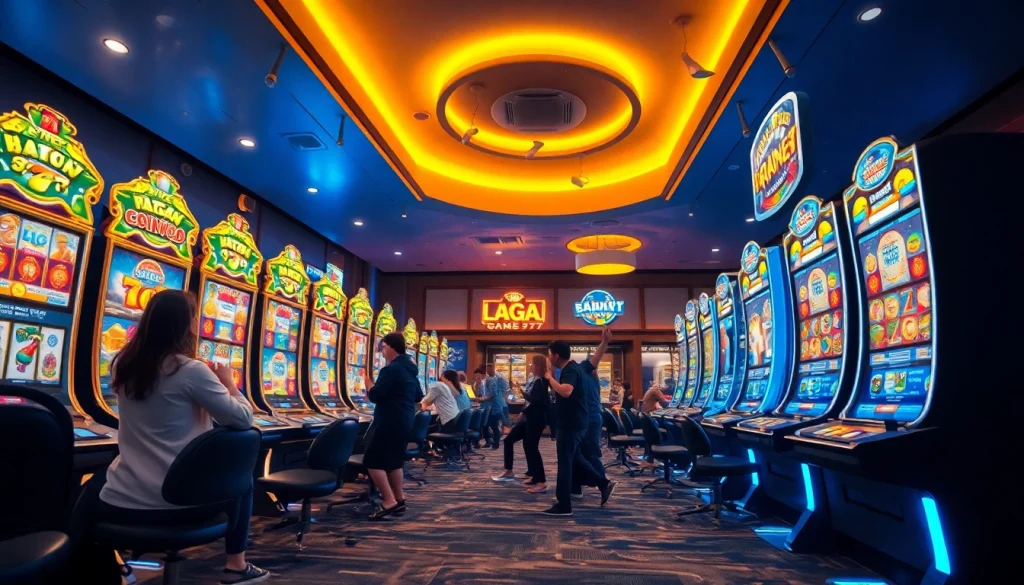 LAGAGAME77 showcases vibrant online gaming with dynamic slots and exciting atmosphere.