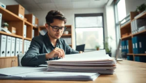 Efficient filing system being organized in a professional office space.