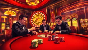 Engaging poker game showcasing official hidden wiki strategy in a luxurious casino environment.