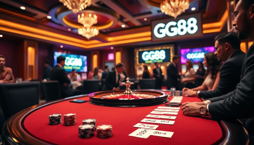 Players enjoying a dynamic game experience at GG88 with vibrant atmosphere and refined gambling elements.