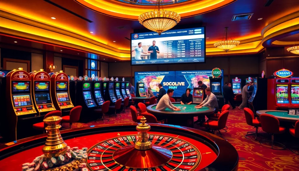 Watch live sports action and exciting casino games with https://socolive2.cv/ on a luxurious casino floor.