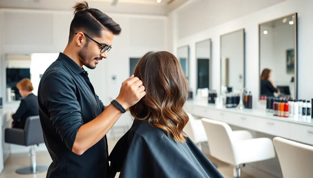 Frizerie Craiova cu un stilist profesionist care realizează o tunsoare modernă.