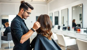 Frizerie Craiova cu un stilist profesionist care realizează o tunsoare modernă.