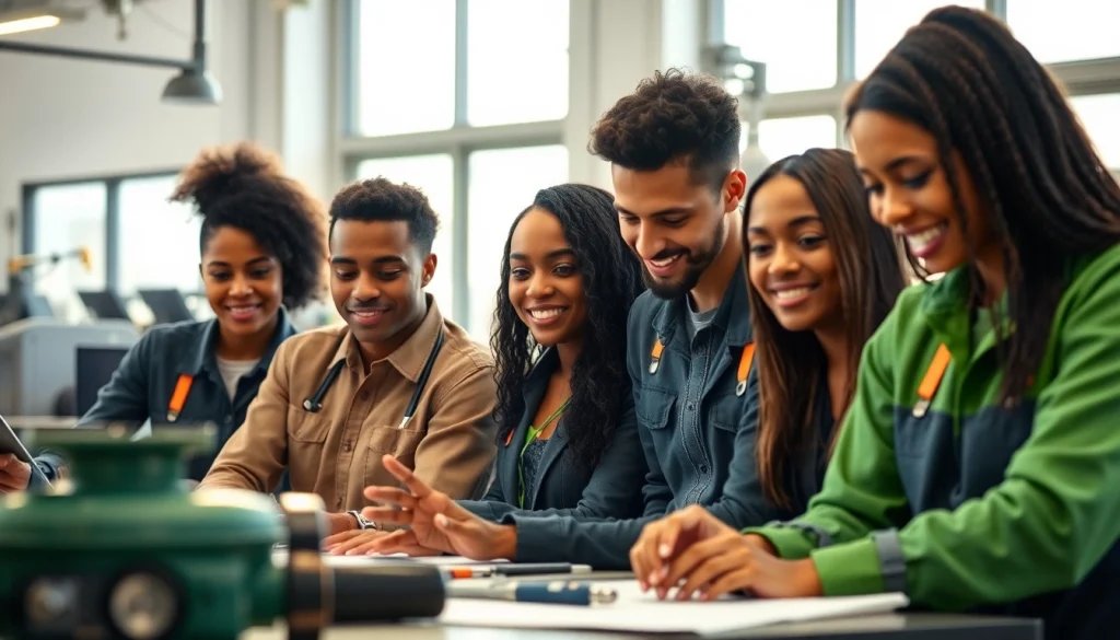 Trade School Tennessee students actively learning in a vibrant classroom setting.