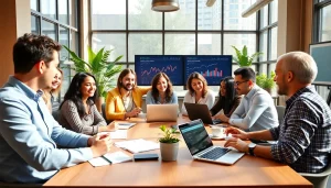 avral.net을 중심으로 디지털 마케팅 전략 회의를 진행하는 모습