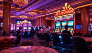 Menikmati pengalaman slot pulsa yang mendebarkan dalam suasana kasino mewah.