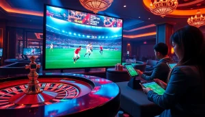 Immerse yourself in the exciting gambling experience at Vaoluoi tv, featuring live sports action and vibrant casino elements.