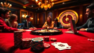 High-stakes poker action at https://xx88.nl/, showcasing vibrant chips and an elegant roulette wheel.