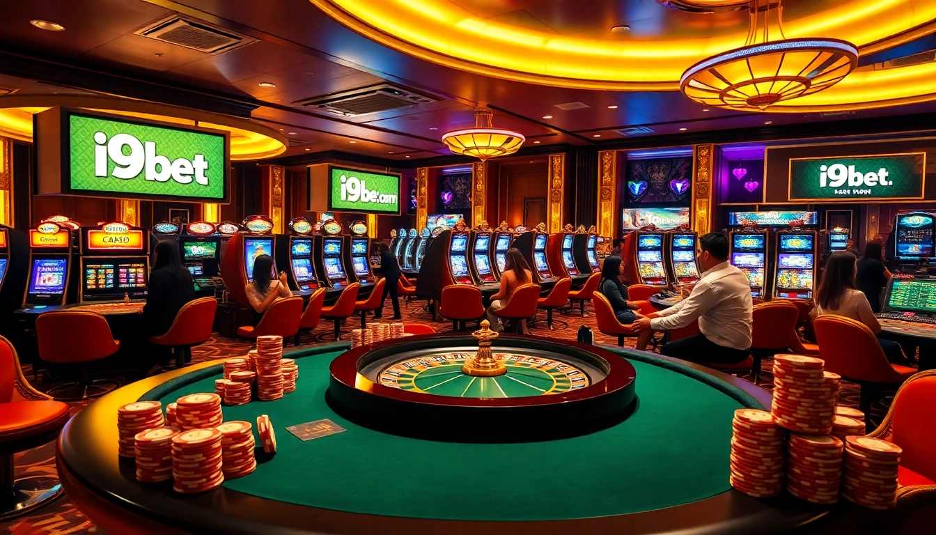 Engage with thrilling gameplay at i9bet.com, featuring vibrant casino tables and excited players.