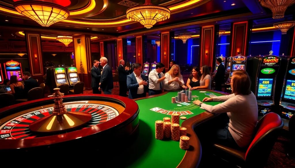 b52club players winning big at luxurious casino tables with vibrant slot machines