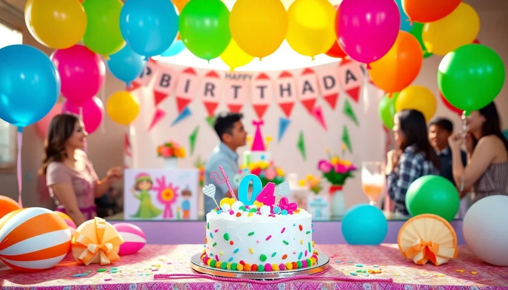 Create a festive atmosphere with a customizable birthday party setup featuring personalized decorations.