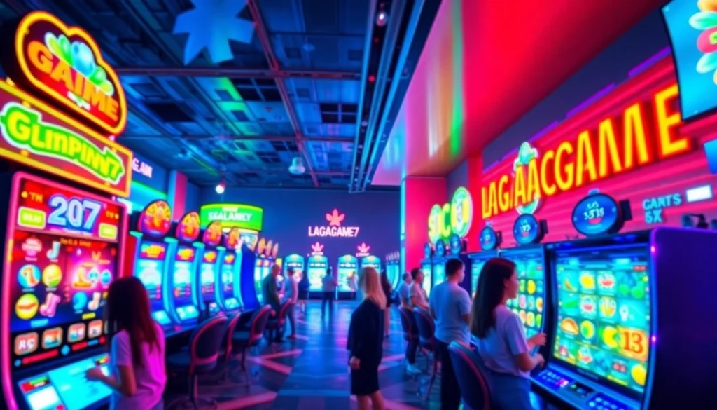 LAGAGAME77 online gaming excitement with vibrant slot machines and dynamic interface