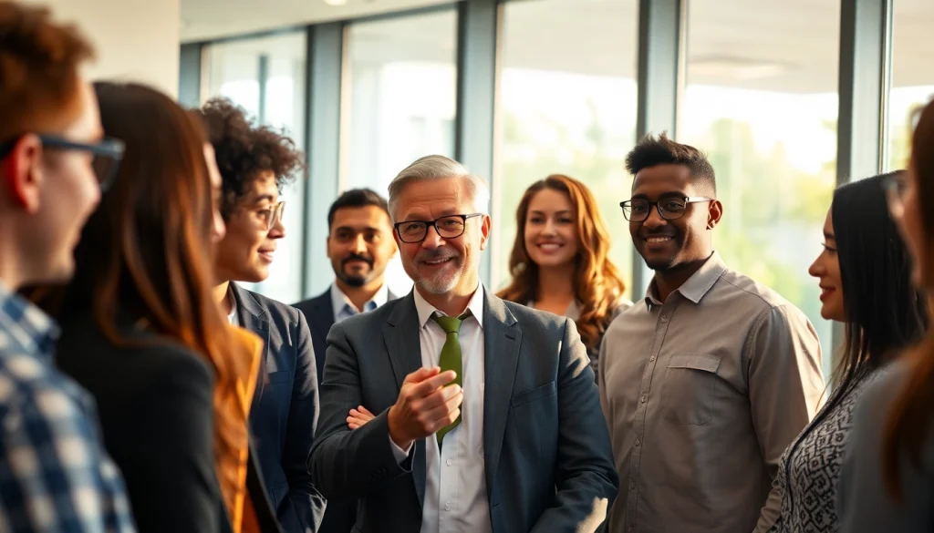 Engaging scene depicting sales recruitment websites activity with candidates and consultants in a bright office.