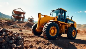 Rent wheel loaders being expertly operated on a construction site with a focus on the vibrant yellow machinery.