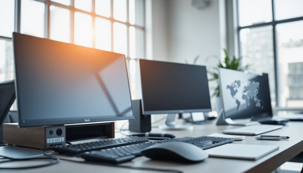 zirvegrupbilgisayar ile modern bir çalışma alanında teknolojik ekipman sunuluyor.