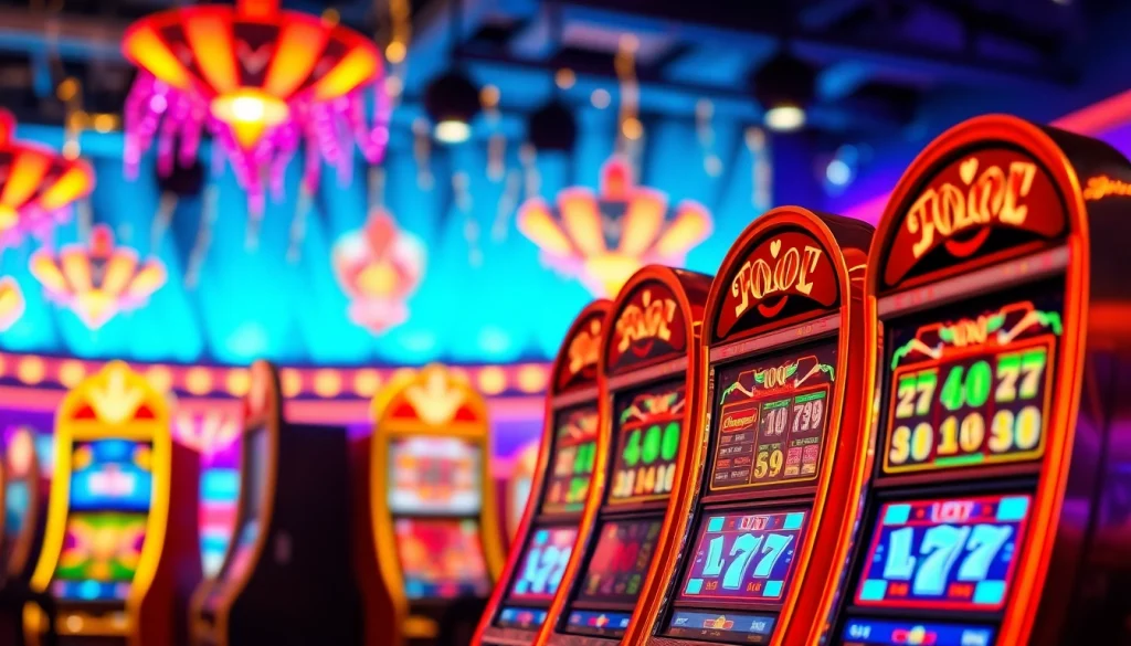 Main attraction of qqslot777 slots in a vibrant casino atmosphere.