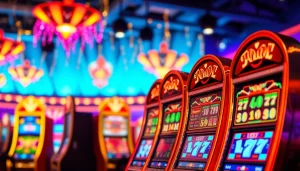 Main attraction of qqslot777 slots in a vibrant casino atmosphere.