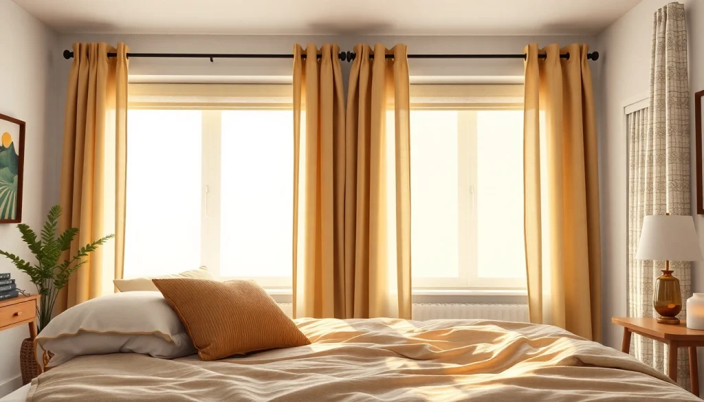 Creëer privacy en comfort met verduisterende gordijnen in een prachtig ingerichte kamer.