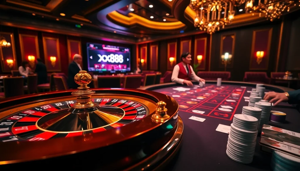 Experience the thrill of high-stakes gaming with xx88 at a luxurious casino table.