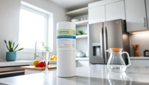 Waterdrop 4396841 Replacement for Everydrop® Filter 3 showcased in a bright kitchen with fresh fruits and water.