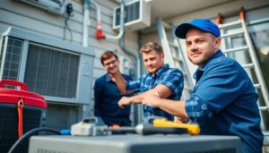 HVAC installation Pawling technician adjusting an air conditioning unit.