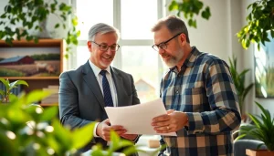 Discussing agriculture law in a bright office, showcasing collaborative legal consultation.