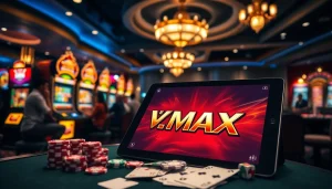 Engaging scene of players enjoying game VMAX at a glamorous casino.