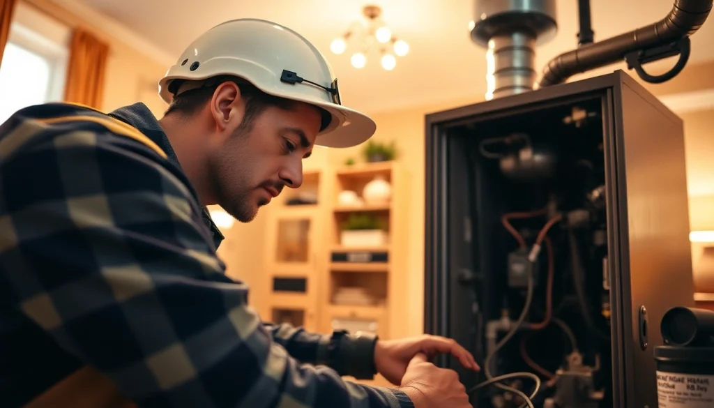 Expert furnace repair Waccabuc service in progress, showcasing a technician focused on detailed maintenance.