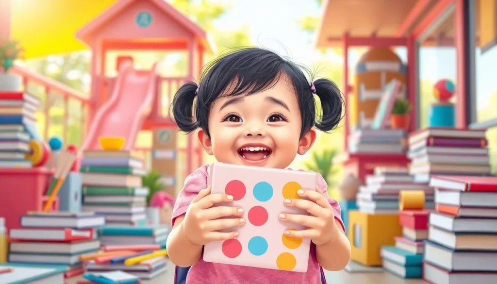 ララちゃんランドセルをレビューする様子。元気な子どもが鮮やかなデザインと遊び心のある要素を披露しています。