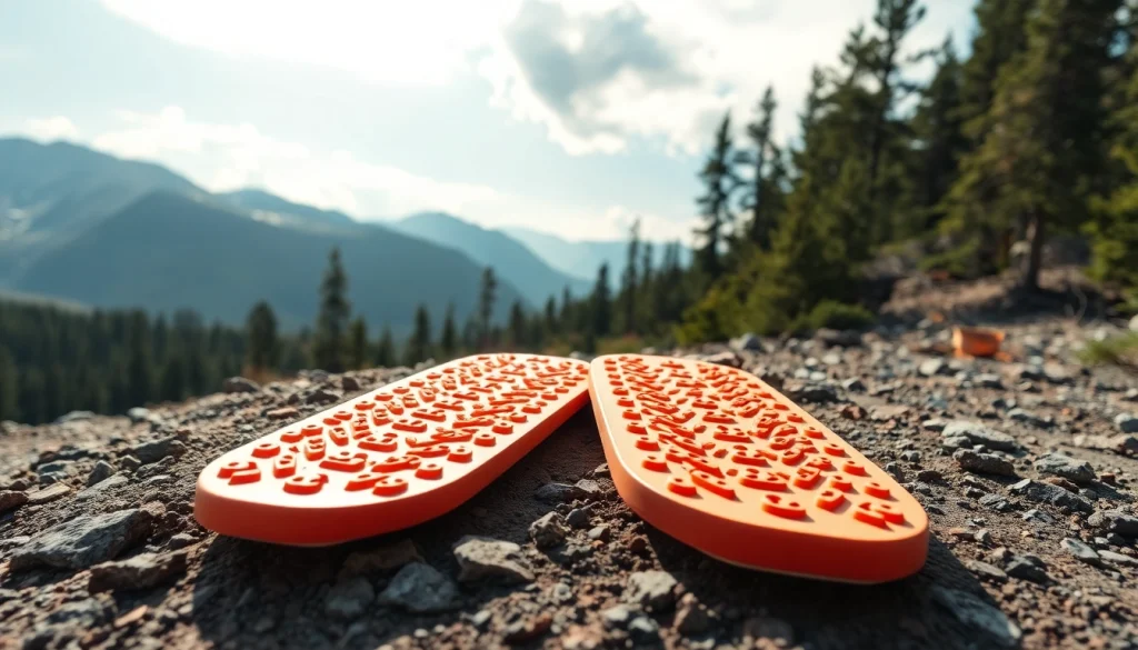 Enhance off-road safety with vibrant traction boards placed on rugged terrain.