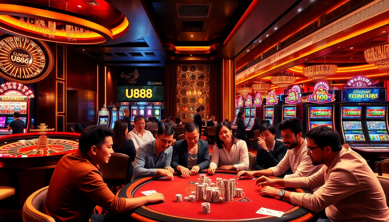 Players engaging in dynamic poker games at U888's innovative online casino atmosphere.