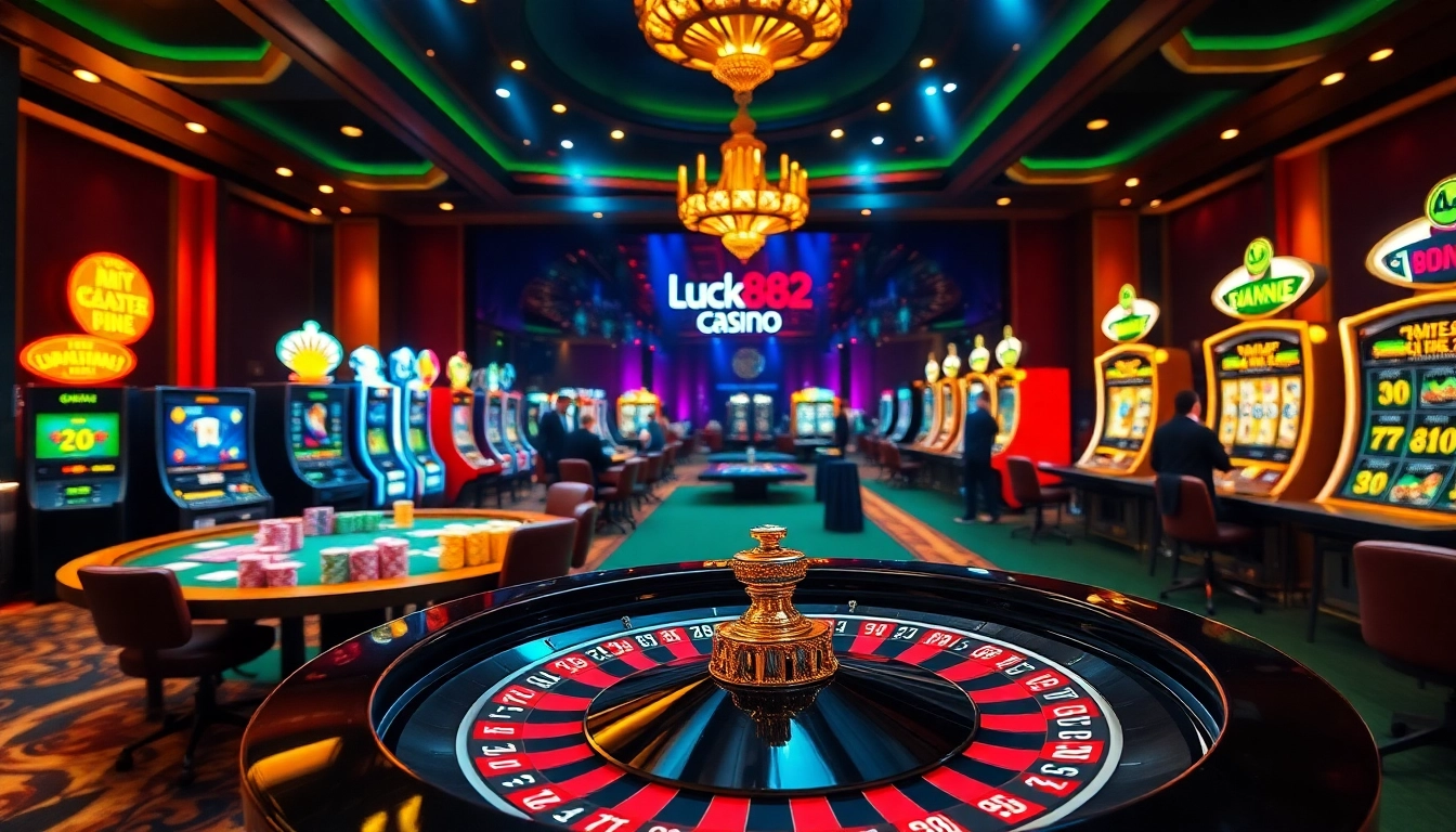 Engaging players at https://luck882.co.com/ enjoying vibrant casino games with professional dealers and luxurious setting.
