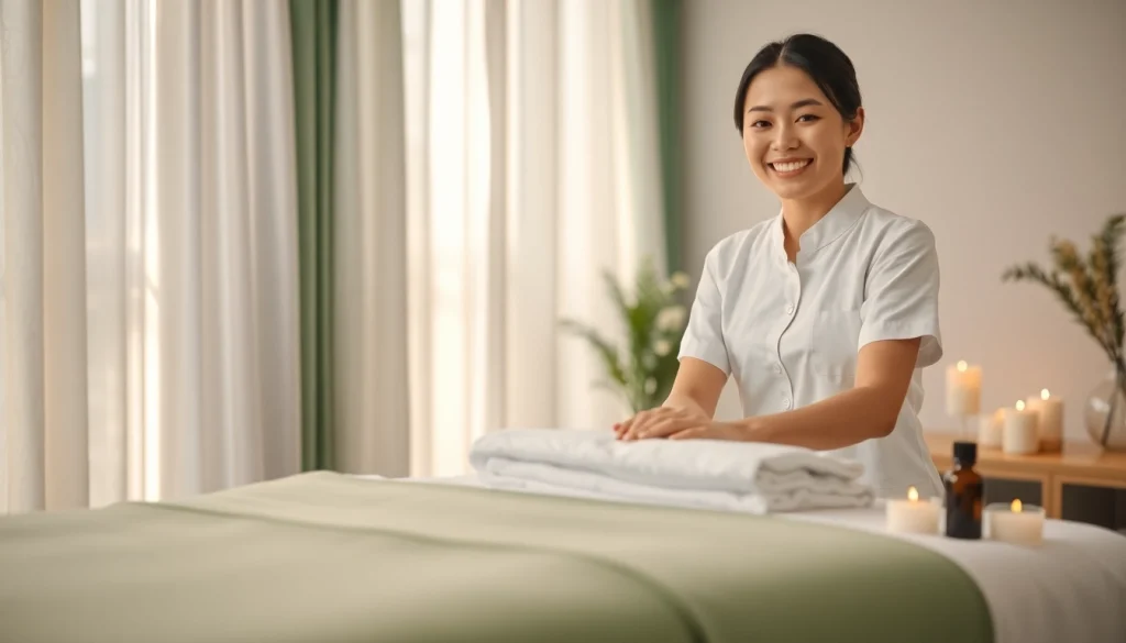 차분한 가정 환경에서 전문적인 태국인 젊은 테라피스트가 제공하는 수원 출장마사지 서비스의 모습.