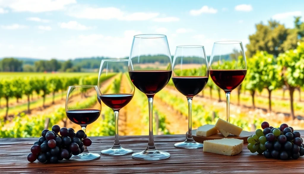 Tasting Clarksburg wine in a serene vineyard setting with elegant glasses and cheese.