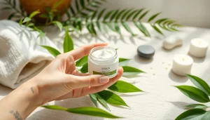 Prikaz prirodne kozmetike u opuštajućem ambijentu sa biljnim sastojcima.