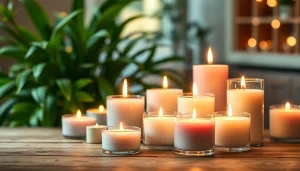 Uživajte u mirisne svece postavljene na drvenom stolu s prirodnim svjetlom.
