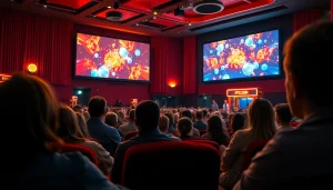 ดูหนังออนไลน์ ในโรงภาพยนตร์ที่สดใสมีผู้ชมสนใจภาพยนตร์