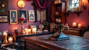 ヴィンテージの電話と神秘的な装飾と共に、電話占い 当たるの落ち着いた雰囲気を体験してください。