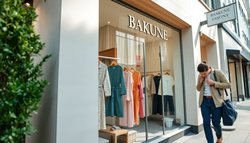 京都のBAKUNE店舗、スタイリッシュなリカバリーウェアと温かい雰囲気を特徴とする。