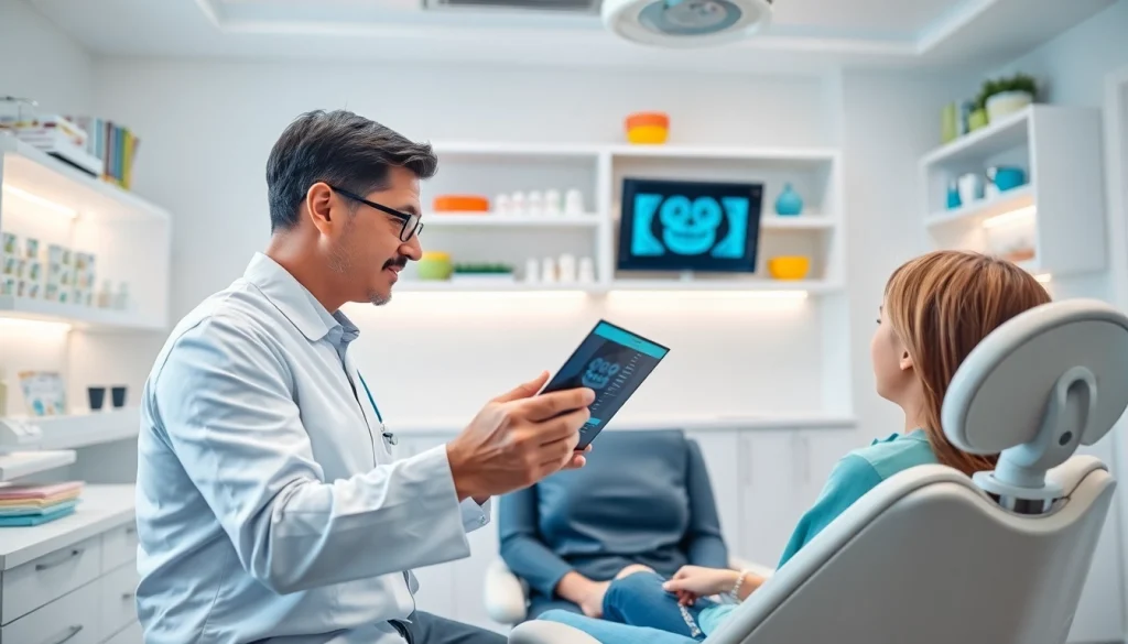 Orthodontics Edmonton: Professional orthodontist consulting with a patient in a modern orthodontic clinic.