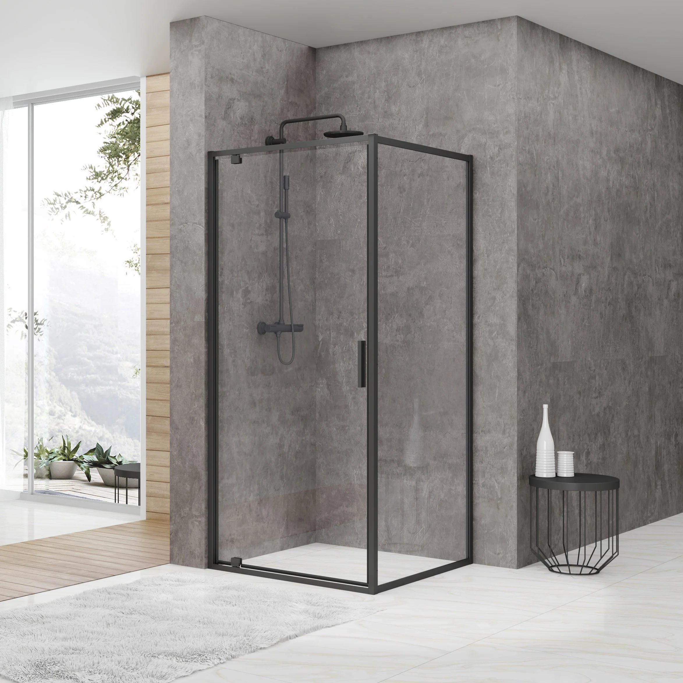 Accia_Semi-Frameless_Shower_Screen_Matte_Black