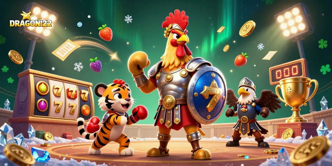 Experience thrilling action in DRAGON222's slot games with our dynamic illustration of champions.