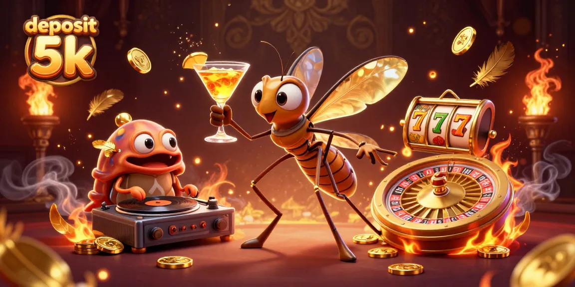 Win big with deposit 5k in a vibrant casino scene featuring unique characters and game elements.