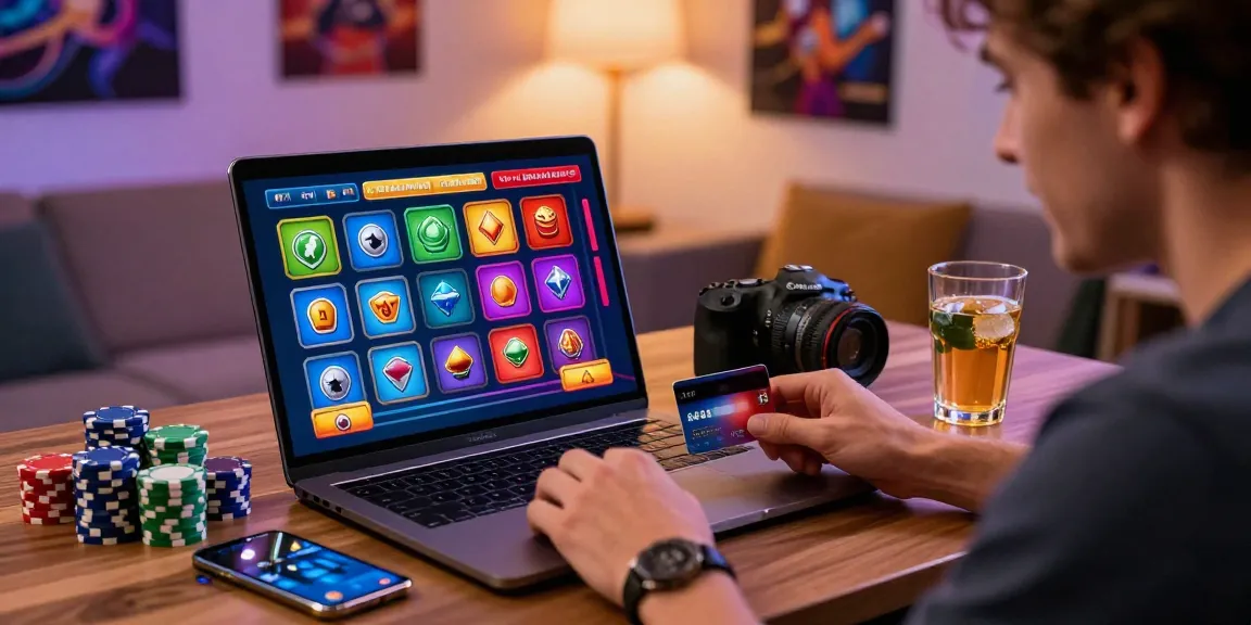 Exciting online gaming experience at a credit card casino, vibrant environment with player and gaming elements.