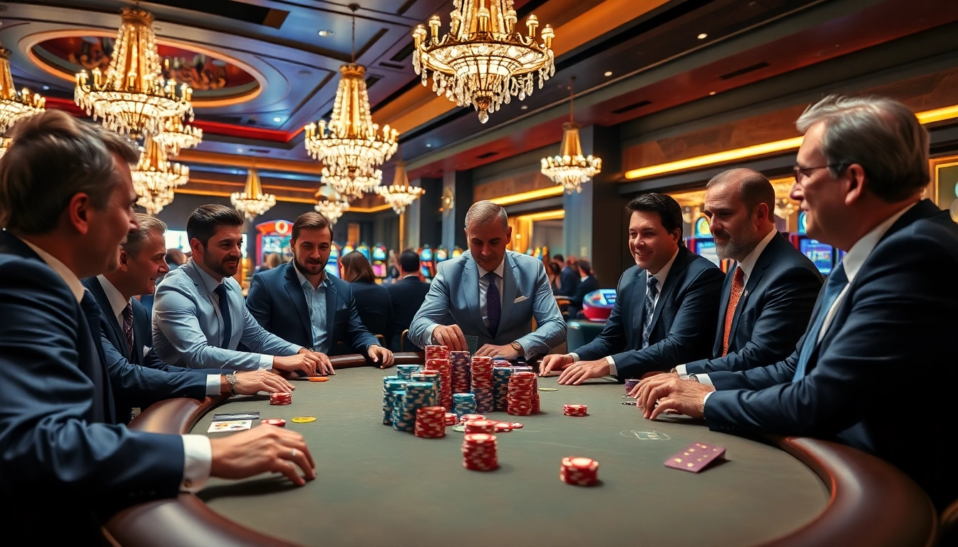 Mainkan KUY4D dengan suasana kasino yang meriah di meja poker yang penuh aksi.